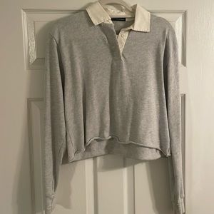 Brandy Melville Gray Collared Top